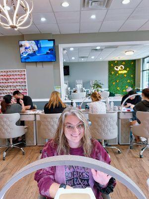 Look at our beautiful customer getting their nails done.  @NailsStation9mile