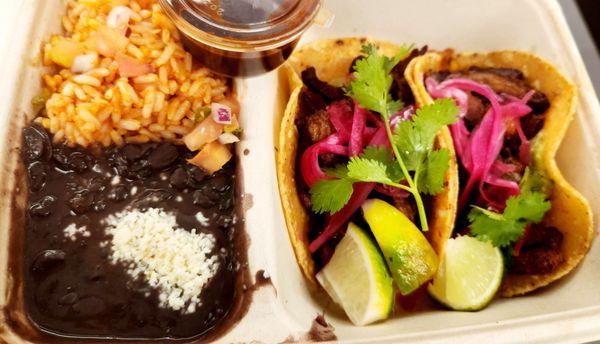 2 Tacos [Pork] w/Rice & Black Bean Lunch Special ~ 10.24.23