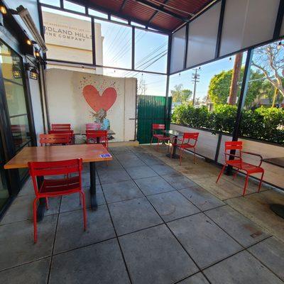 Covered patio seating area