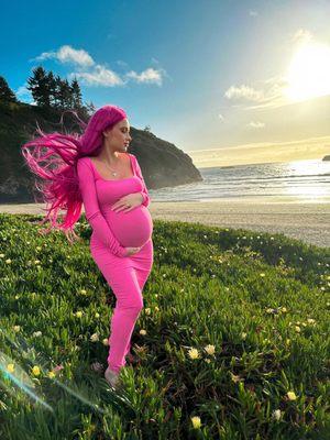 Maternity shoot hair color by Linden Tyler