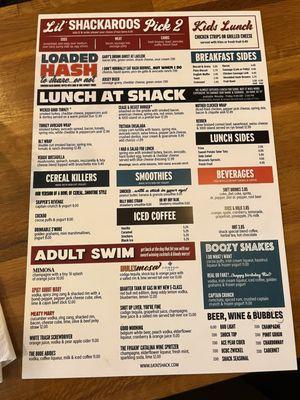 Menu - lunch, kids, drinks