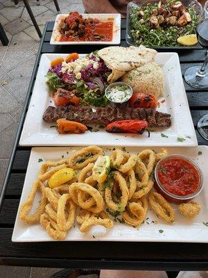 Vegan Saksuka, Adana Kebab  & Fried Calamari