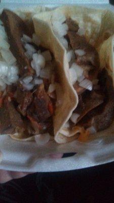 Ordered two beef tongue taco's. Nice decent portion size. Fresh with good flavor. The ladies where friendly and on point.