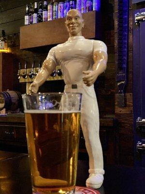 Patrons are given a figure as a table marker, we got Mr. Clean.