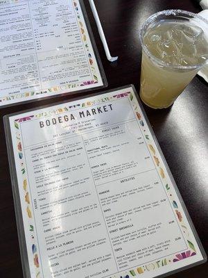 Menu + margarita