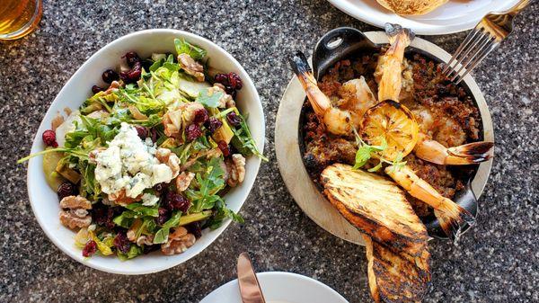 Arugula Roquefort Salad and Wood-Fired Jumbo Shrimp were delicious!