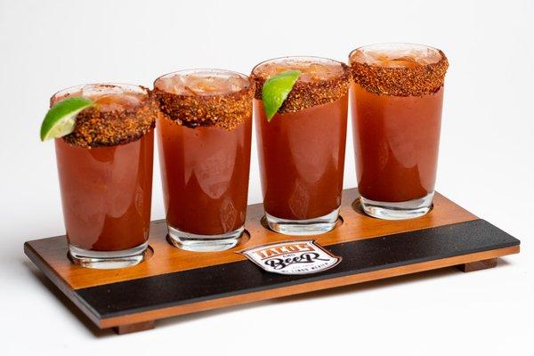 Michelada Flight!!! Served with up to 4 different Draft Beers