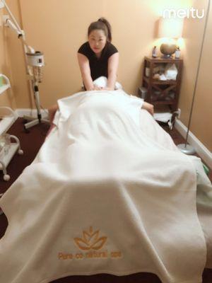 Body massage! Cindy is doing a great job!