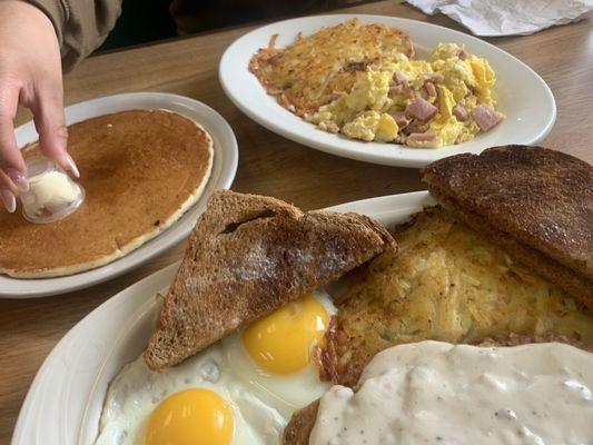 Food: farmers breakfast and country fried steak