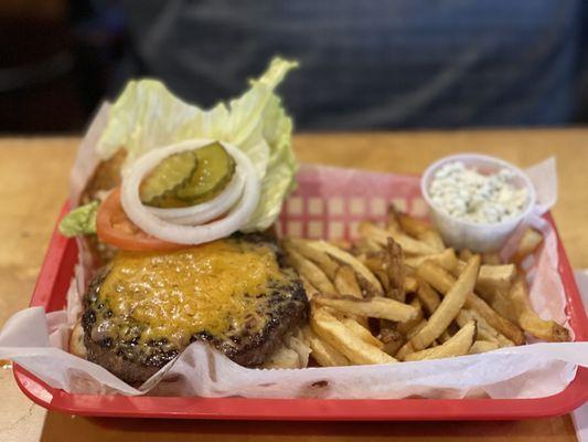 Classic cheeseburger with fries