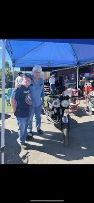 Jay Leno at the two-stroke extravaganza next to my bike!