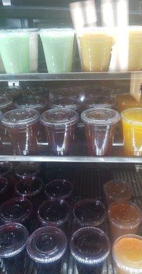 The wide selection of fresh made juices