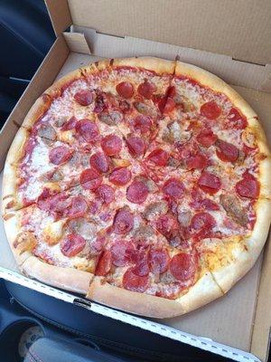 Pepperoni, sausage and bacon