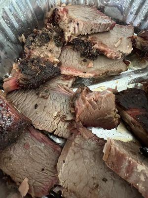 Dry overcooked nasty stale brisket.