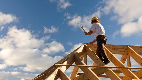 New home construction roofing.