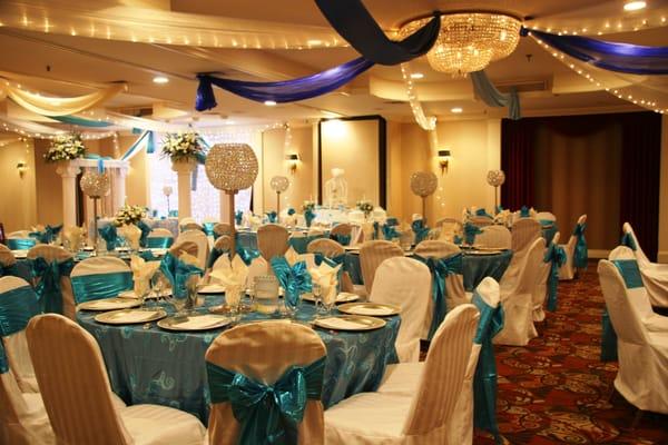 Bling ballroom, draping, lighting and linen