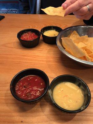 Your own queso and salsa and really light chips!