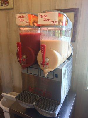 Slush machines for when you're super thirsty and hot after picking fruit!