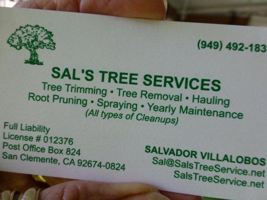 Robin and Jim again.  Here is Sal's business card.