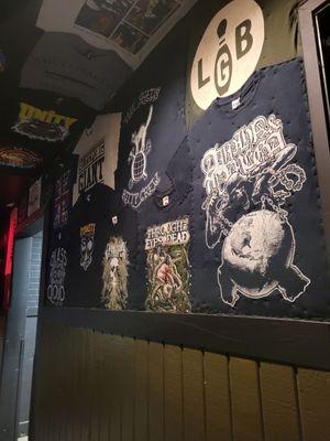 Walls decorated with t-shirts