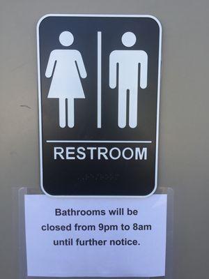 Bathrooms are closed at night