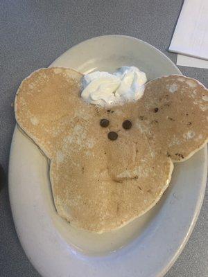 Mickey pancake, kid ate the sausage, lol