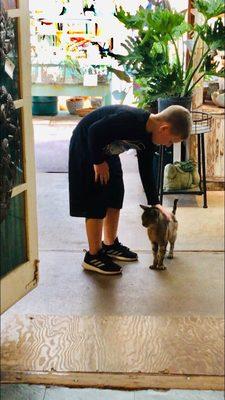 The garden greeter and my nephew