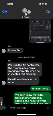 My landlord telling me that Bob said EVERYTHING WAS IN WORKING CONDITION.