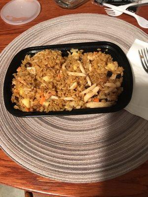 Thai fried rice with slivers of chicken