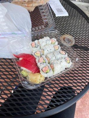 Two California Rolls and Tuna Roll