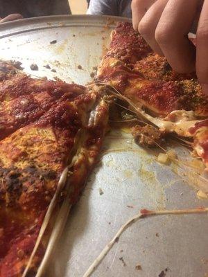 Stuffed pizza with cracker crust...so good