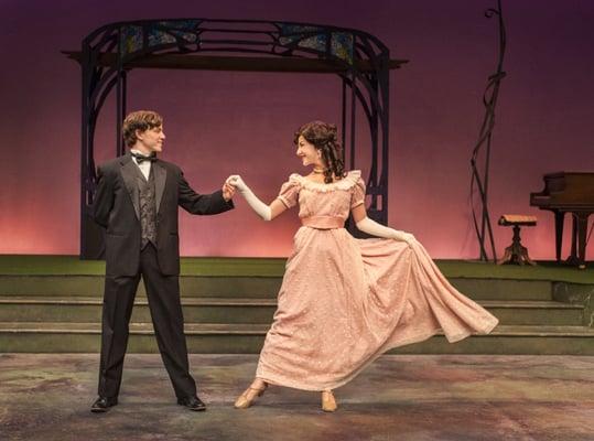 Henrik (Josh Dunn) dances with his secret crush & young stepmother, Anne (Taylor Pearlstein) in A LITTLE NIGHT MUSIC.