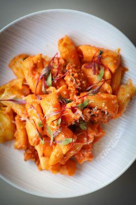 Fresh House-Made Rigatoni, Sausage, Chili Flake, Vodka Sauce