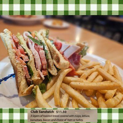 Turkey Club with fries