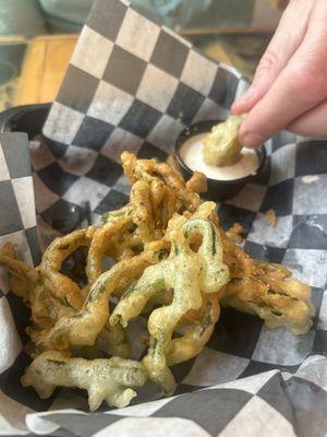 Poblano pepper rings.