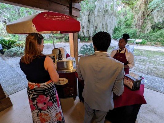 Wedding reception at the Mary Ann Peeples Pavilion. Leopold's Ice Cream on-site!