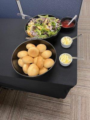 Fallen Apple Salad & Bread Rolls.