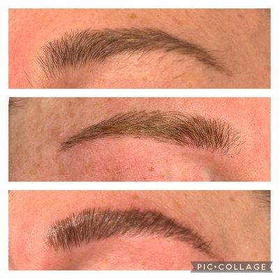 EyebrowsThreading, Before, After &  Brow Lamination.