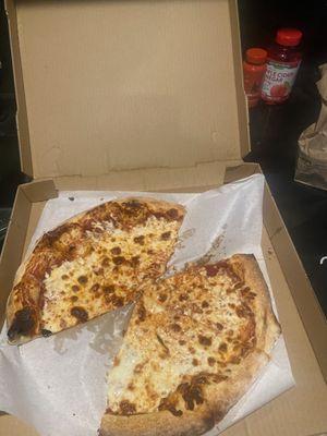 Large Cheese Pizza with two slices missing(blame the kiddos)!