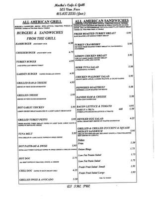 lunch menu, page 1