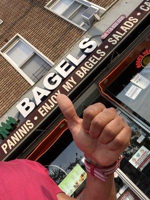 Store Front  Cinnamon raisin Bagel with walnut raisin cream cheese WOW