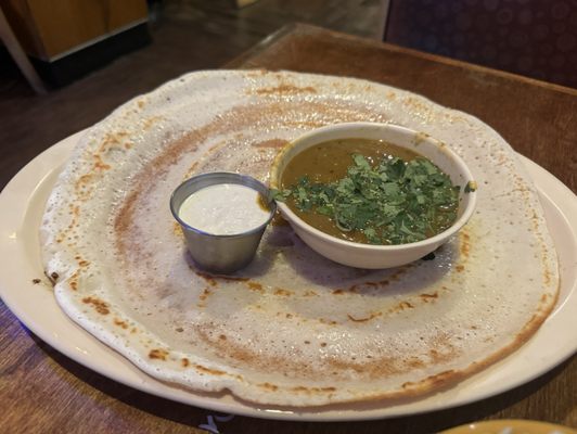 Uttapam with coconut chutney and sambar