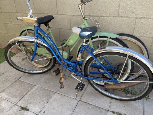 1963 Schwinn American Girl's 24" bicycle and a Skip tooth Western Flyer.