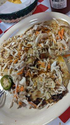 Pupusas with slaw and sauce