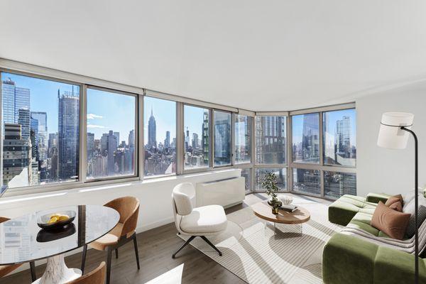 Spacious Living room with floor to ceiling windows