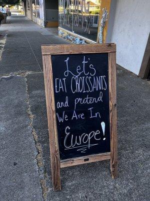 Cute sign in front of restaurant