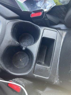 Cup holders not cleaned or wiped down