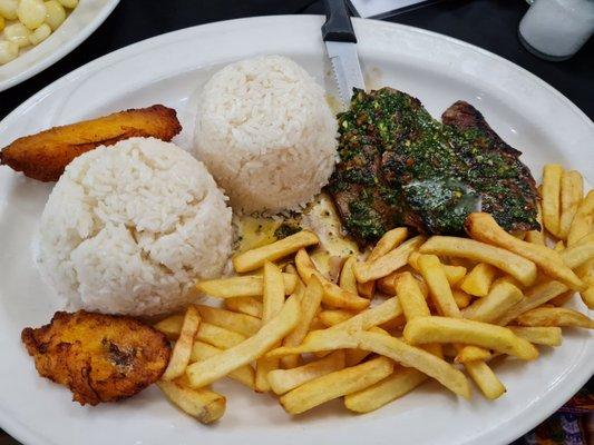 grilled churassco with rice instead of salad