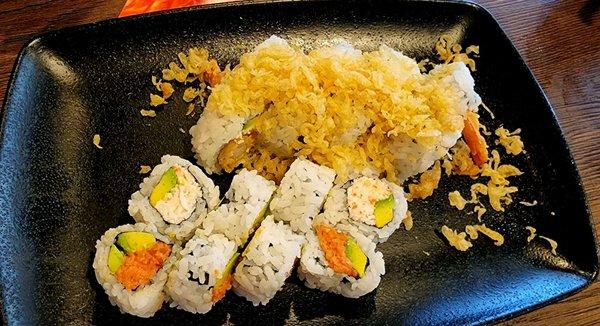 Crunch Roll, Spicy Tuna and California Rolls