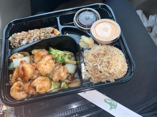 Pick 3: teriyaki shrimp, shrimp tempura roll and rice